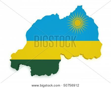 Rwanda Map Flag 3D Shape
