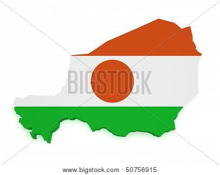 Niger Map Flag 3D Shape