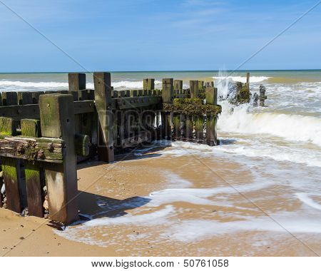 Groynes At Mundesley Norfolk England