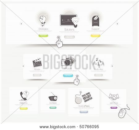 Web site design template elements with icons set