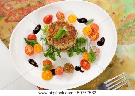 Crab Cakes And Tomato Salad