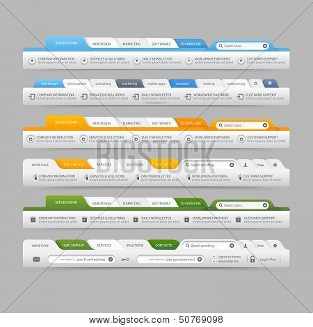Website template design menu navigation elements