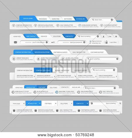 Website template design menu navigation elements
