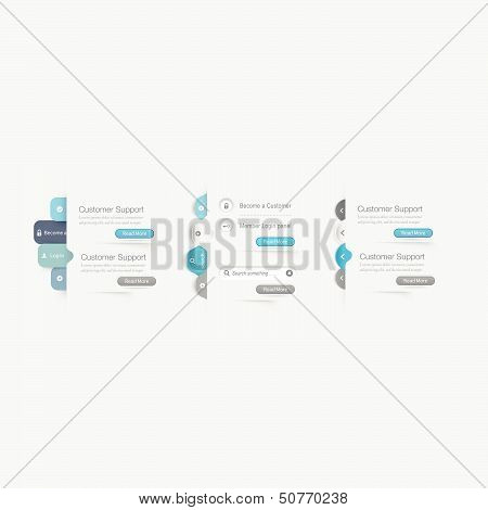 Website template design menu navigation elements with icon set