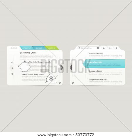 Website template design menu navigation elements with icon set