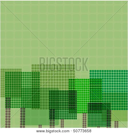 Abstract Trees On A Green Background