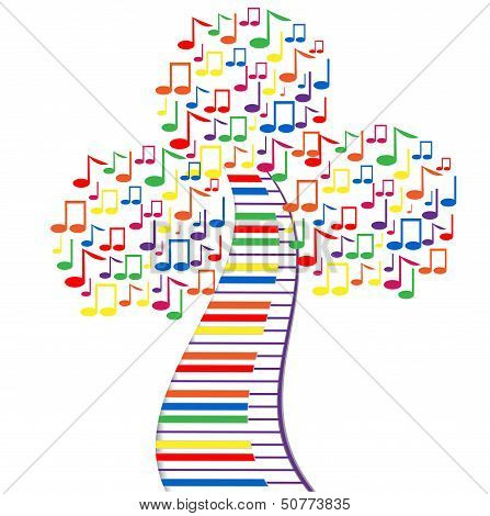 Varicoloured Abstract Tree From Notes And Keys