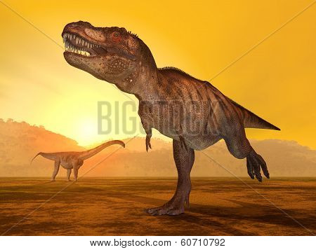 Tyrannosaurus Rex and Puertasaurus