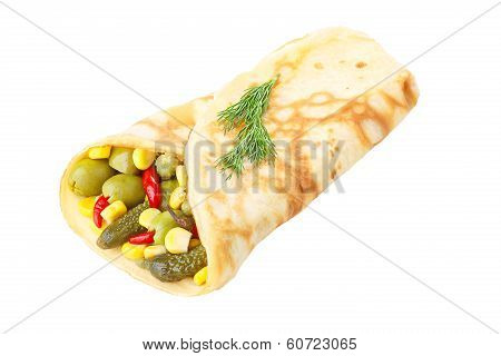 Vegetarian Crepe Stuffed With Pickled Vegetables
