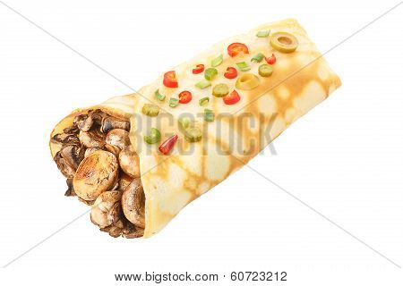 Crepe Stuffed With Mushrroms Decorated