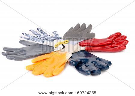 Different gloves in circle.