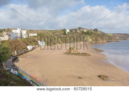 Tenby beach and coast Pembrokeshire Wales historic Welsh town