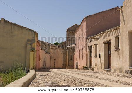 Road In The Center Of A Sardinian Village