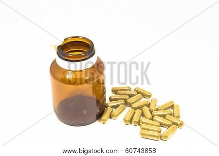 Medicine capsule with a bottle isolated