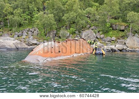 NARVIK, NORWAY - AUGUST 28.  A German destroyer left from 1940 on August 28, 2010 in Narvik, Norway.