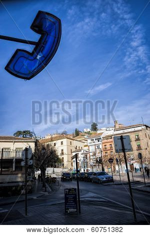 Freedom Square Where Is The Arch Of Elvira And Begins The Ascent To The Albaicin Quarter, Granada, S