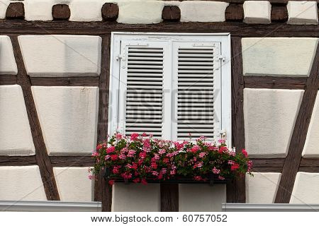 Window of a house in Eguisheim Alsace France