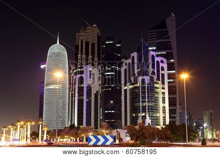 Doha Downtown At Night