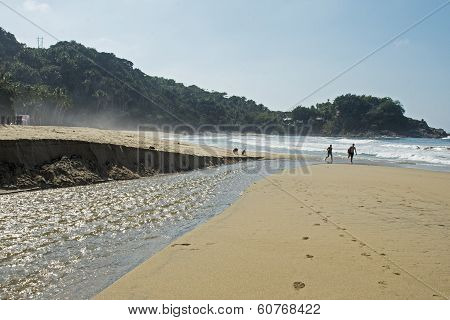 Stream Flowing Into Pacific Ocean
