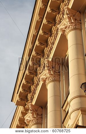 Fragment Of Neoclassic Building With Columns And Fine Capitals.