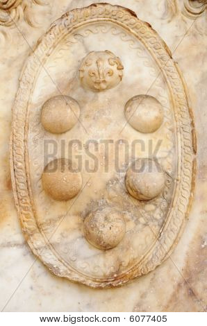 Closeup detalhes de Medici brasão da família
