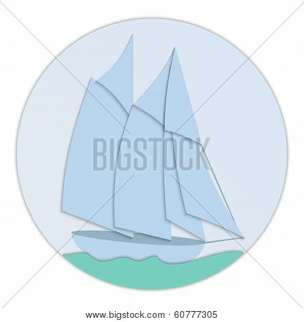 Sailboat paper flat design