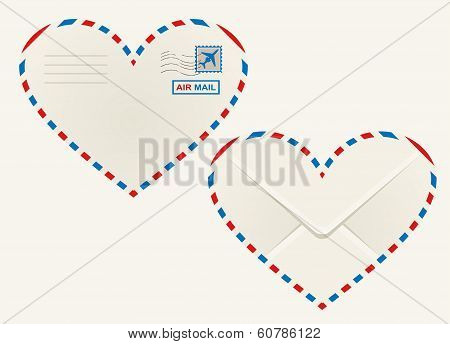 Heart shaped heart airmail envelope