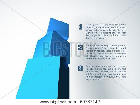 Infographic with blue 3D cube pyramid