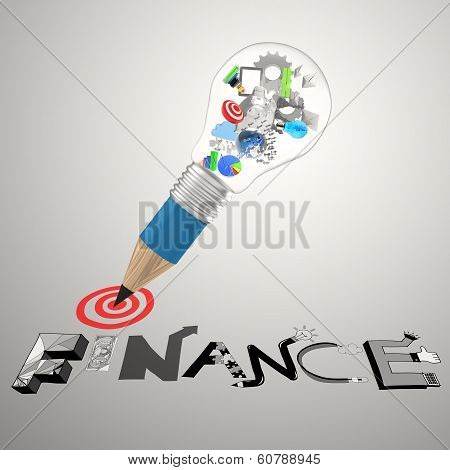 Pencil Lightbulb 3D Icons Draw  Graphic Dessin Word Business Finance As Concept