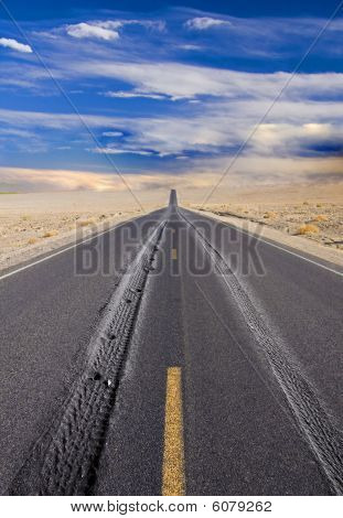 Wheel tracks in desert