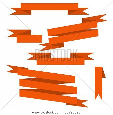 Orange Vector Ribbons Set