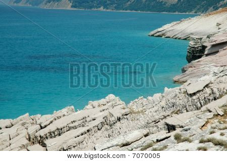 Pláž scéna v Albánii