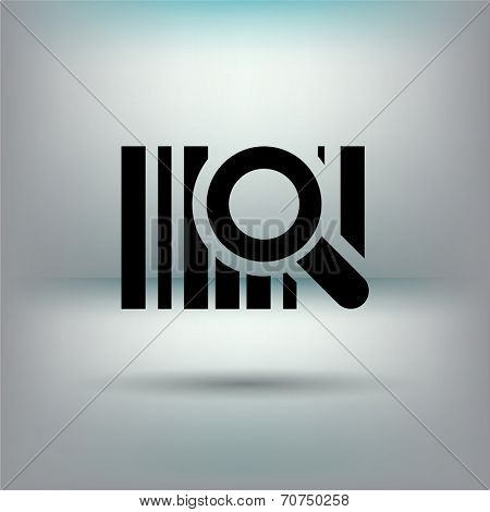 Bar code icon with magnifying glass