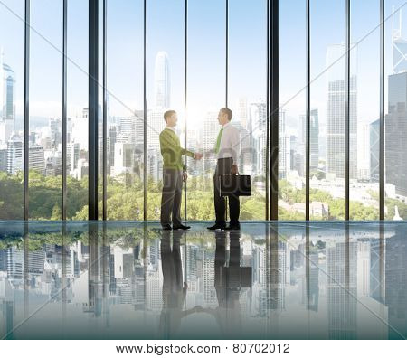 Businessmen Environmental Conservation Concepts Hand Shake Deal Partnership