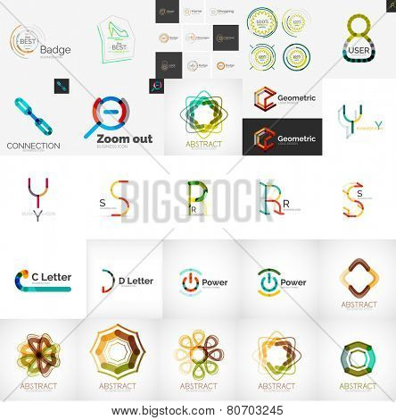 Logo collection, abstract geometric business icon set, company branding identity designe lements