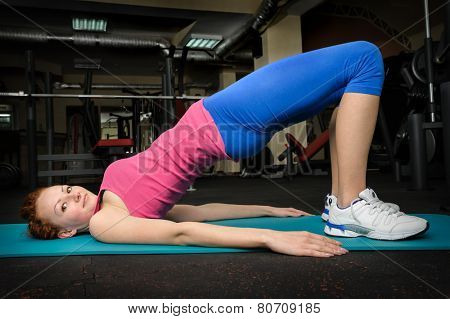 young girl do stretching