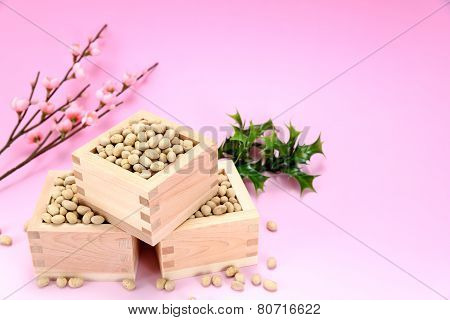 Roasted Soybeans And Holly And Plum Blossoms.