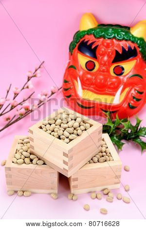 Roasted Soybeans And Holly And Plum Blossoms.