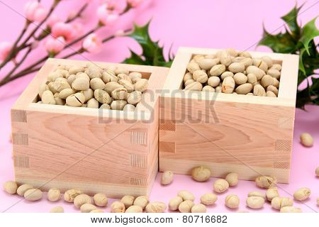 Roasted Soybeans And Holly And Plum Blossoms.