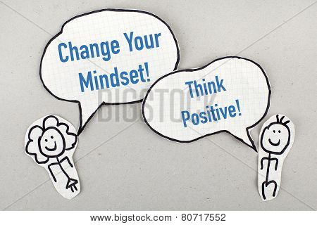 Change Your Mindset, Think Positive / Inspirational Motivational Phrase Concept