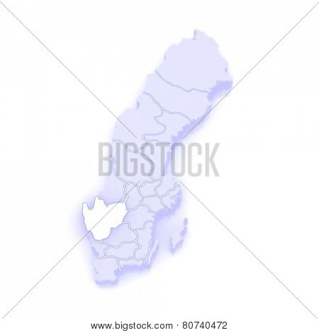 Map of Vastergotland. Sweden. 3d