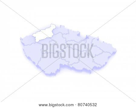 Map of Usti region. Czech Republic. 3d