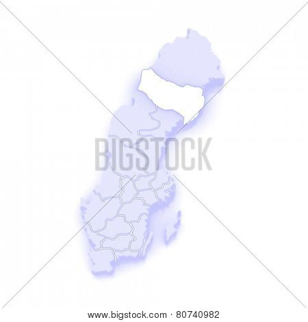 Map of Vasterbotten. Sweden. 3d