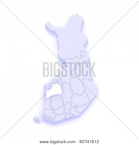 Map of Southern Ostrobothnia. Finland. 3d