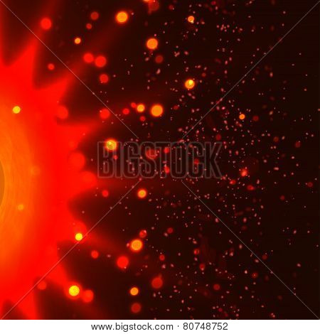 Sun fire and bokeh background