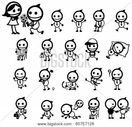 Mr. Smile Expression And Activity Icon Collection Set, Create By Vector
