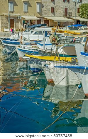 Moored boats in Supetar