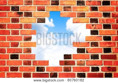 brick wall with hole
