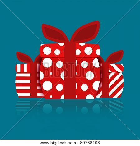 Separated Red Gift Box.