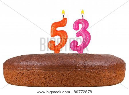 Birthday Cake With Candles Number 53 Isolated